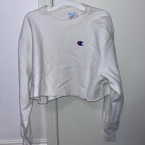 Champion White Cropped Pullover